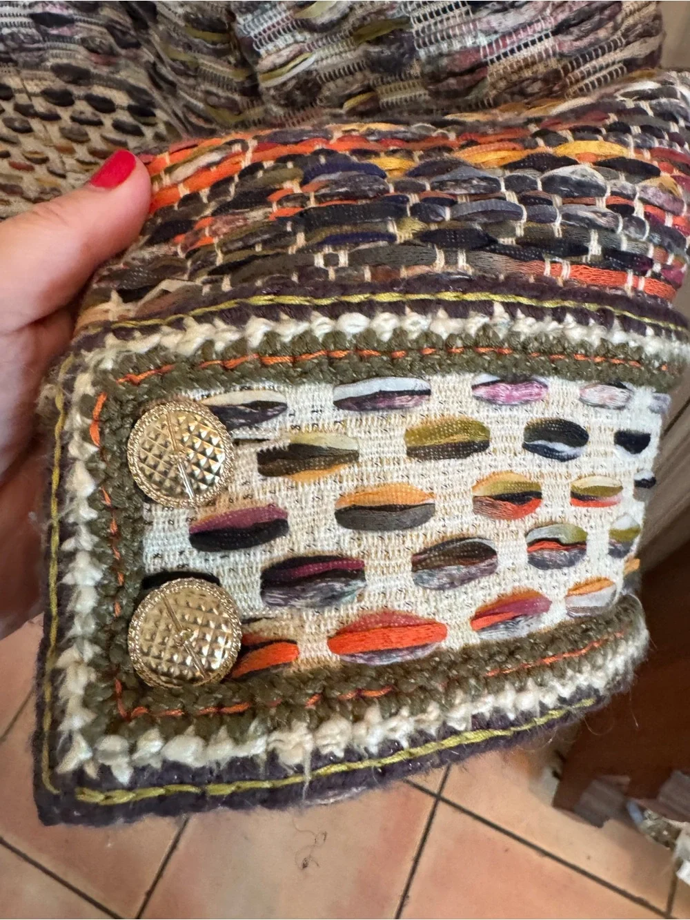 CHANEL Multicolor Woven Tweed Jacket with Cream Base